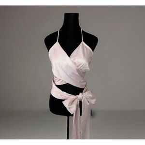 NWT Lioness Top XL Hands Off Me Satin Wrap Crop Blush Wear Multi Ways Festival
